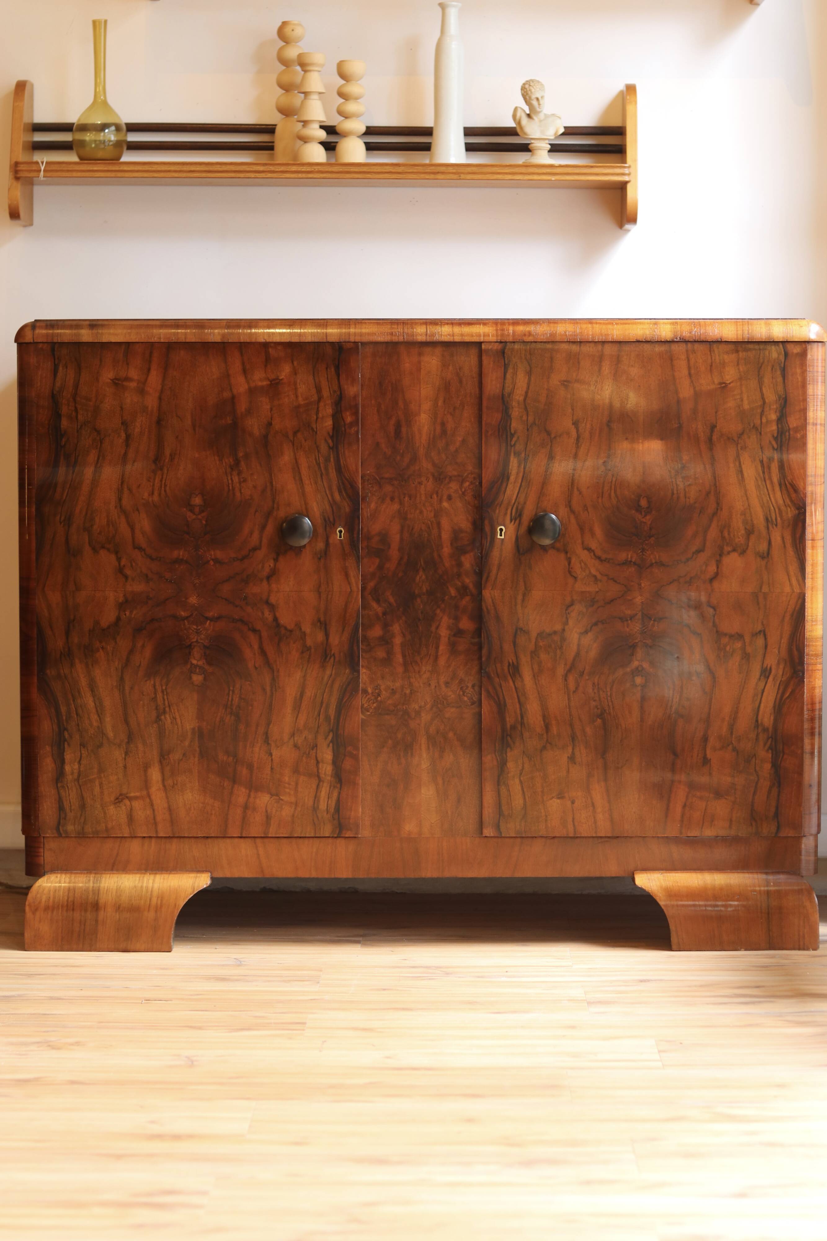 Art Deco walnut burl sideboard