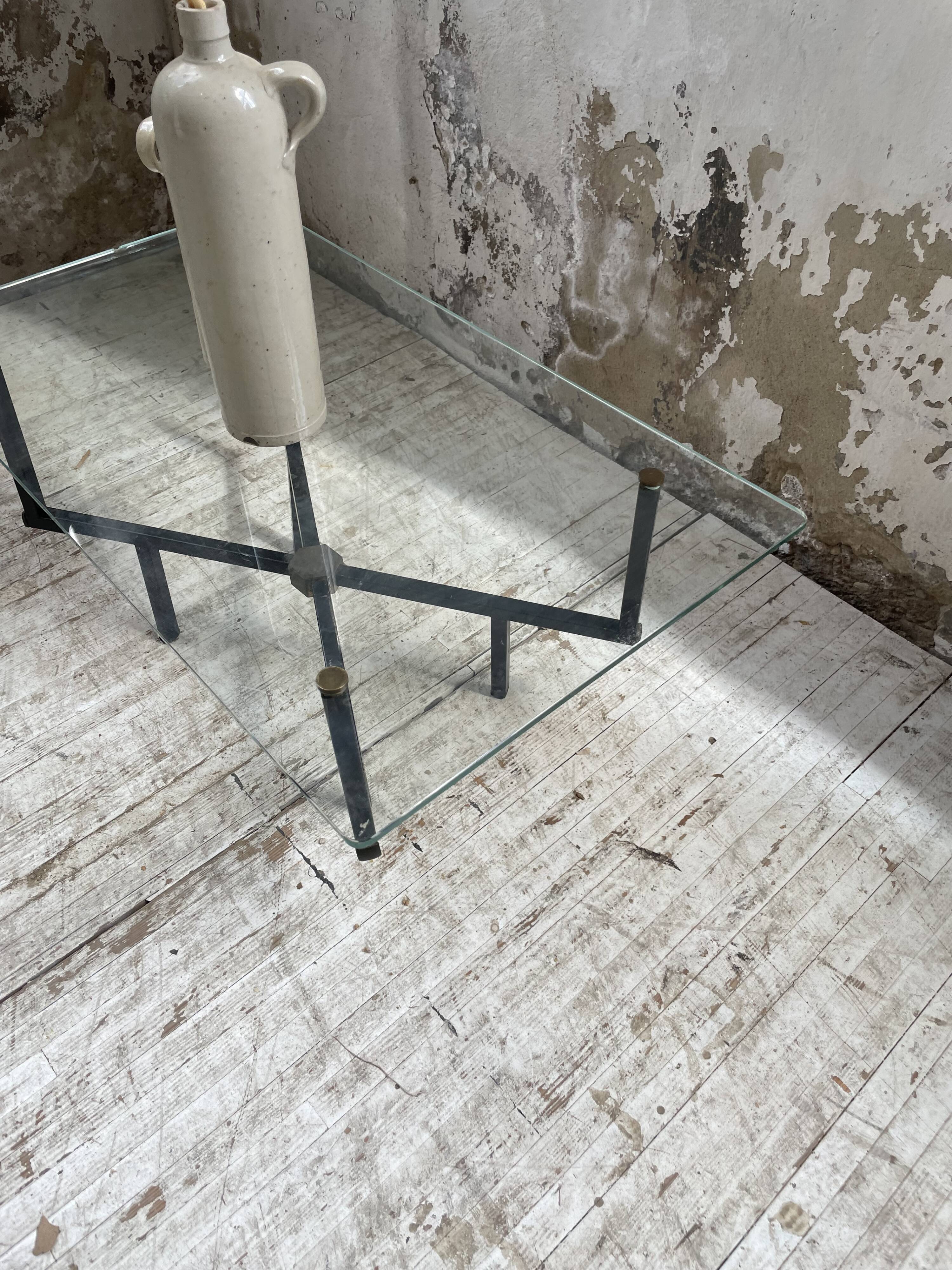 60s glass coffee table