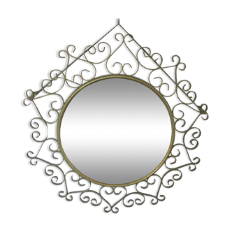 Round mirror gold metal