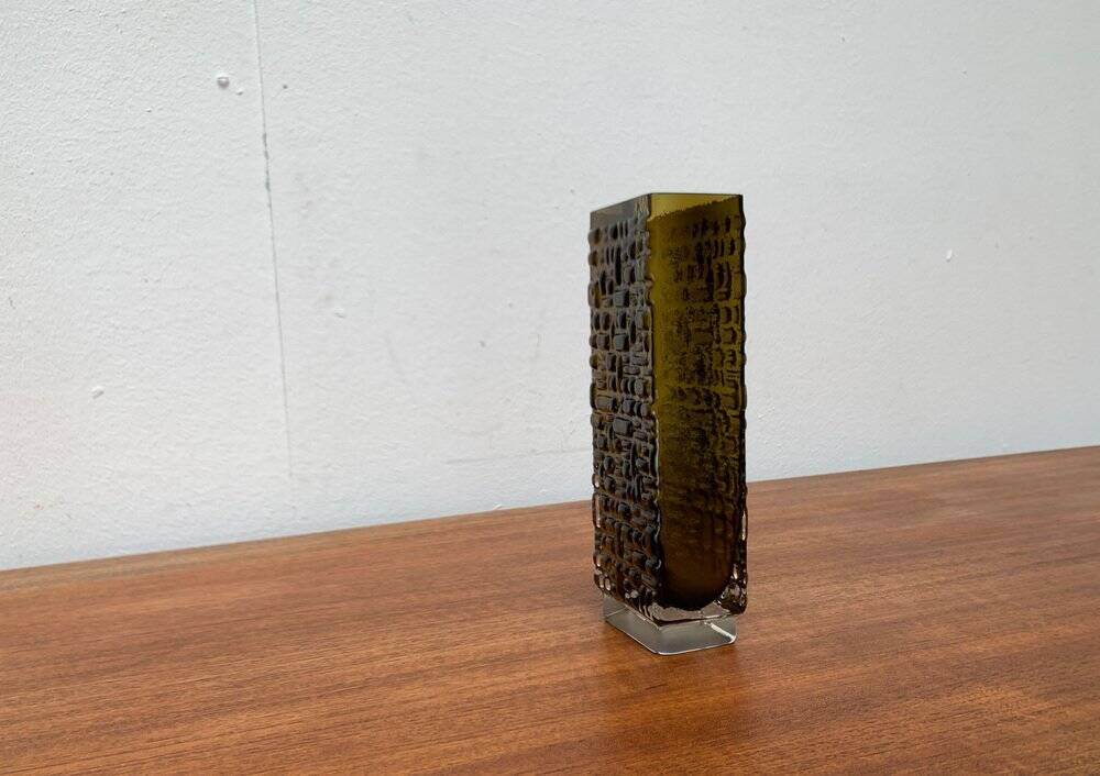 Brutalist bubble glass vase from the German space age mid-century by Emil Funke for Gral, 1960s.
