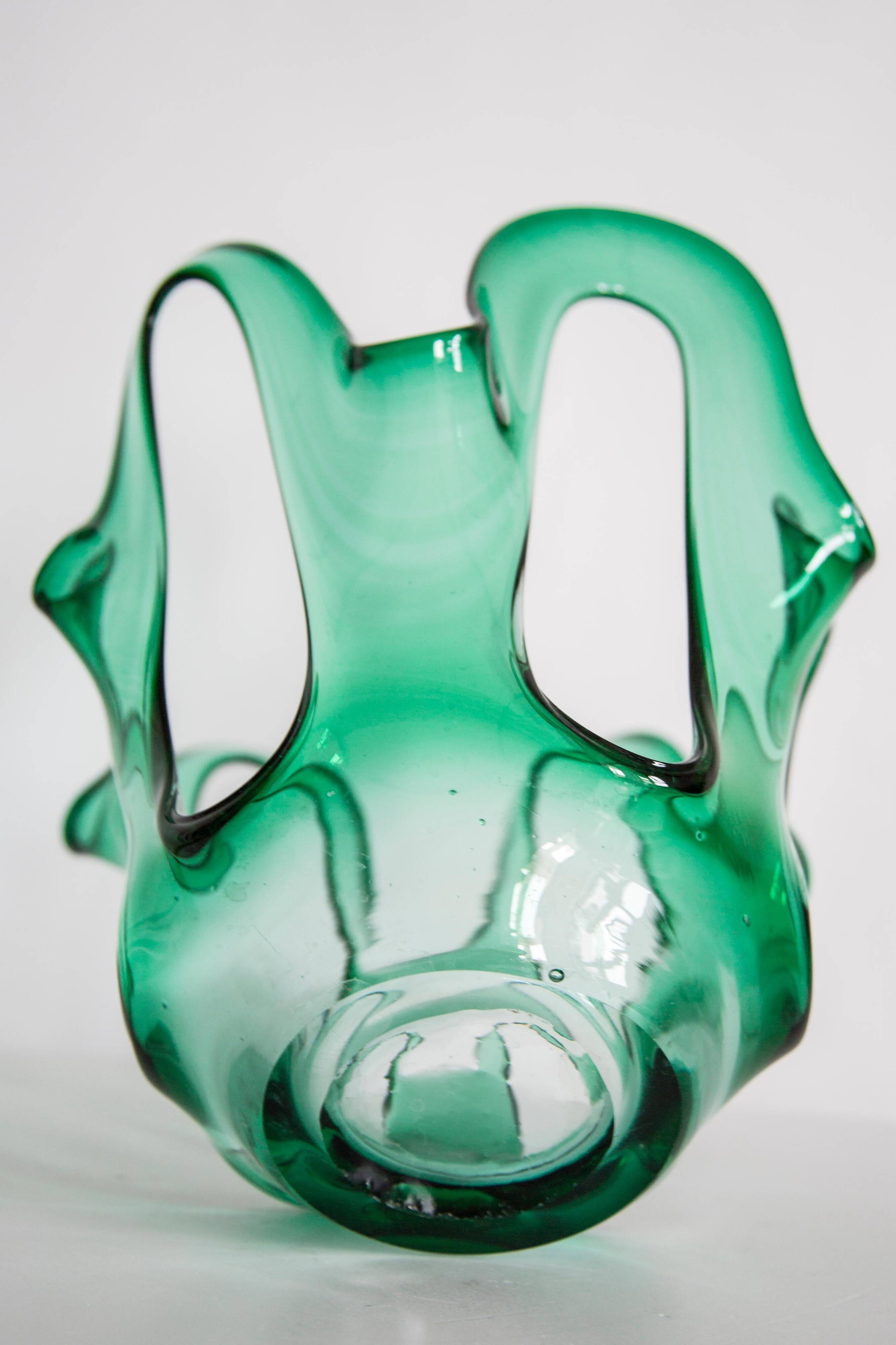 "Scarf" Vase Artisan Large Vintage Mid-Century Glass Vase