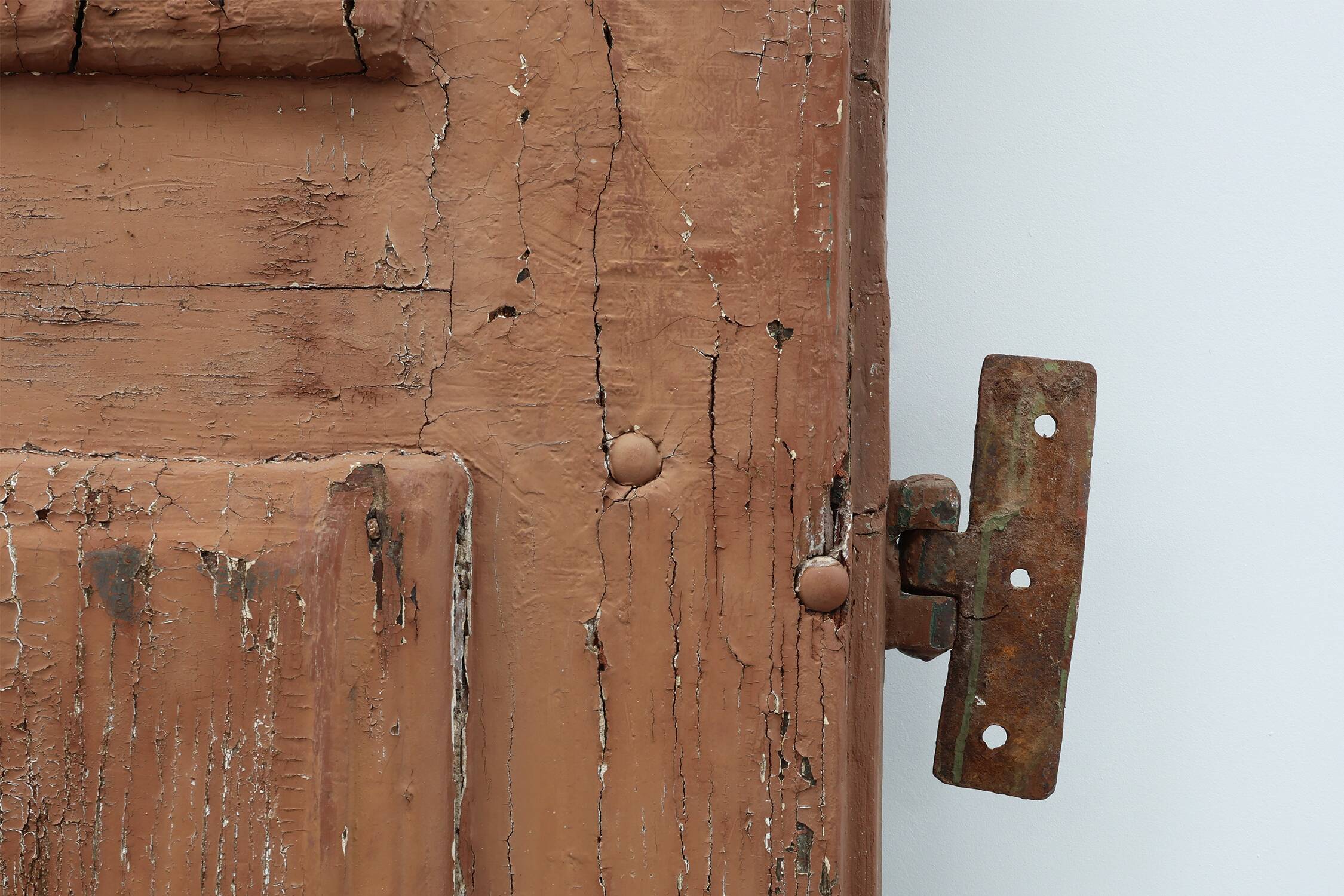 Large 17th century Monastery doors in terracotta lacquered oak, Portugal