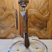 1950 Vintage Lustre Ceiling Light with 4 Opaline Shades