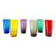 Lot de 6 verres colorés en verre soufflé 1960