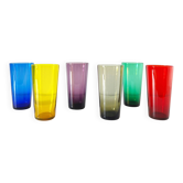Set of 6 coloured blown glass glasses from the 1960s.