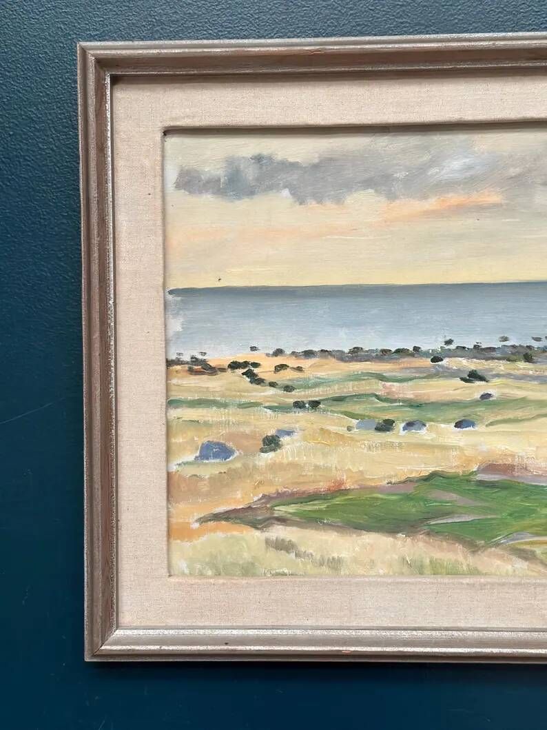 Original Swedish Oil on Canvas - "Beach of Malö" by Bo von Zweigbergk - Signed - Vintage and Framed - 55.5 x 43.5 cm (21.9" x 17.1")