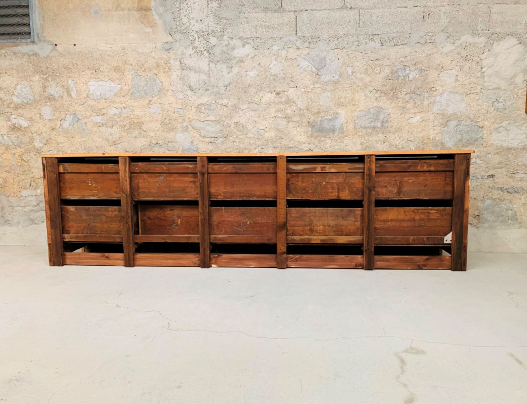 Large Antique Craft Furniture 300 cm Grocery Buffet Vintage 1920