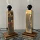 Pair of Hollywood Regency brass table lamps from the 1970s.
