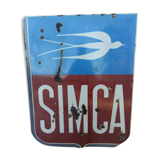 Ancient enamelled plate "Simca" 75x98cm 1950/60
