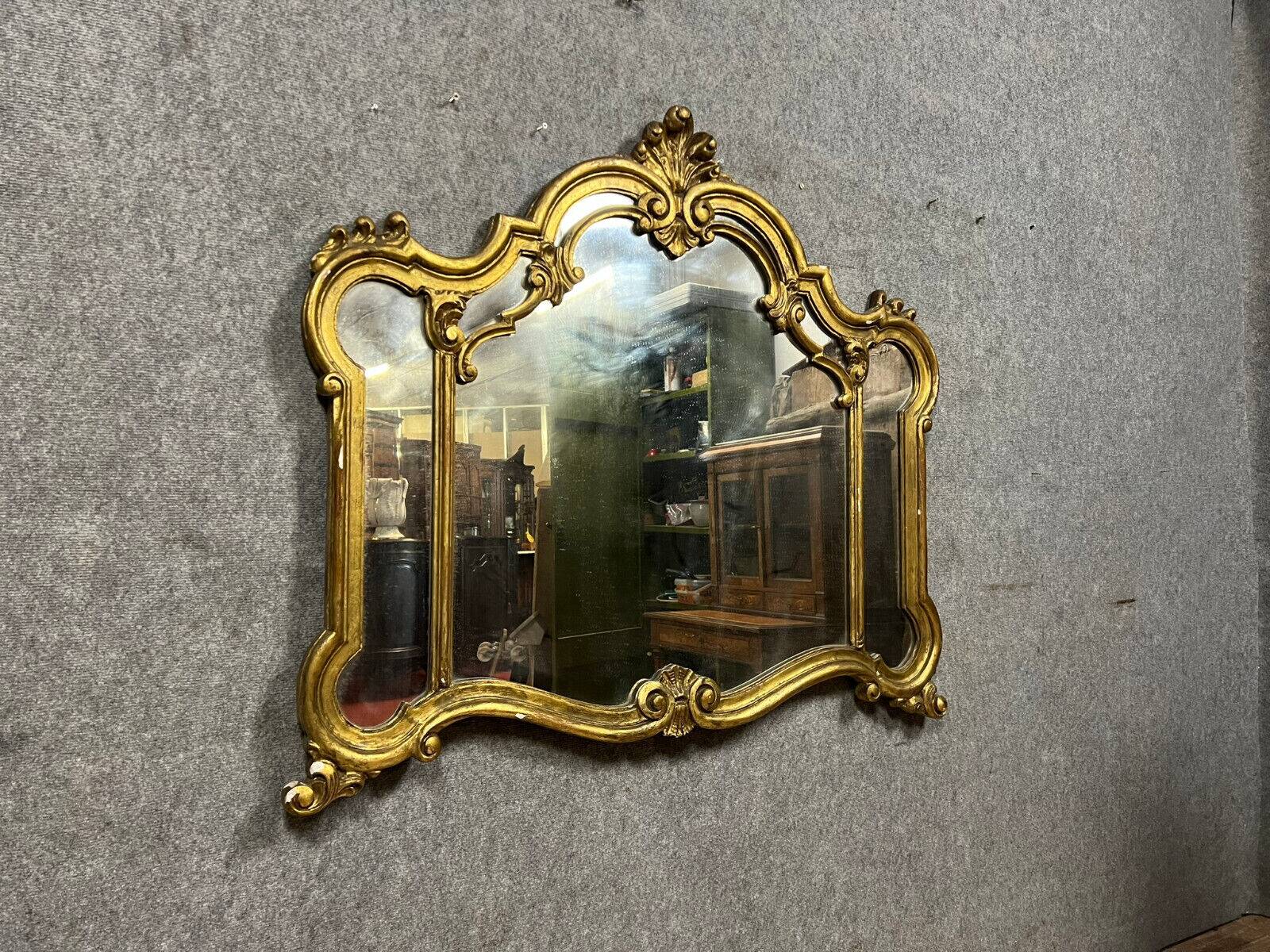 Very large and superb Louis XV style mirror in gilded wood, 20th century (E)