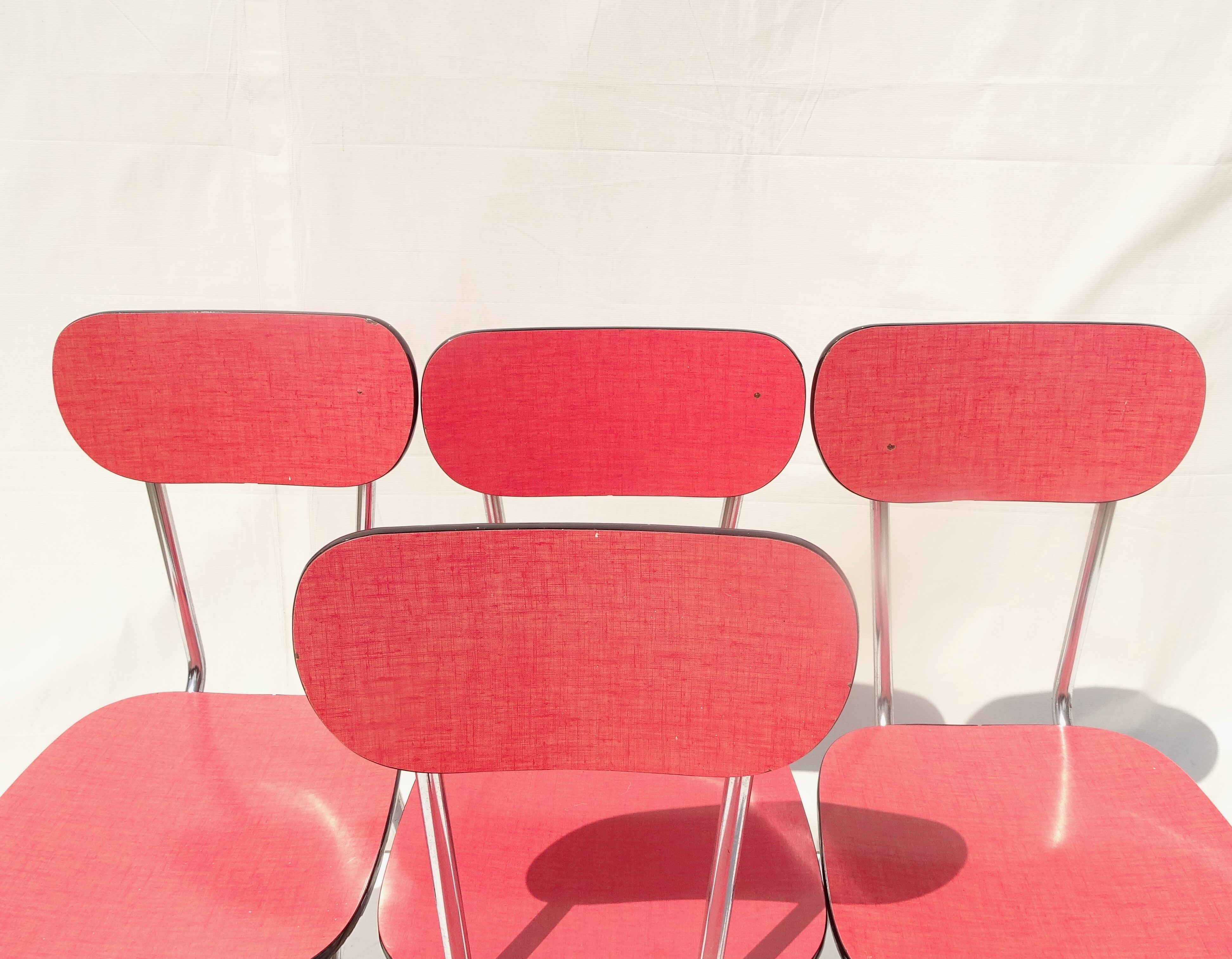 Lot 4 chaises formica rouge