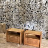 Paire de chevets en pin des années 90 meubles en bois vintage