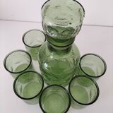 Carafe and matching tumblers in molded glass
