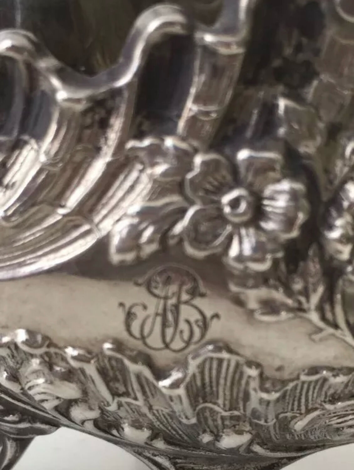 Beautiful pair of Louis XV style silver salt cellars