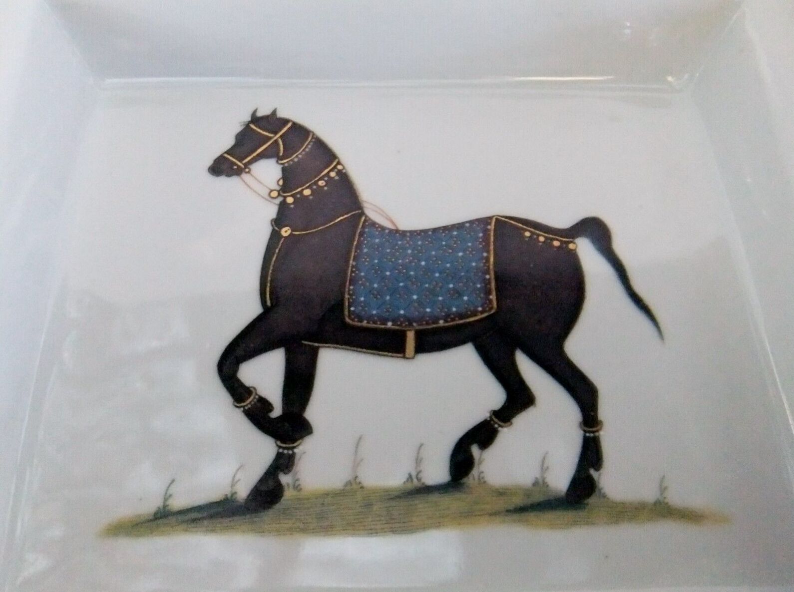 Flat cup empty pocket Jean Dange paris horse porcelain