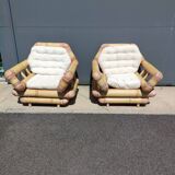 Paire de fauteuils en bambou