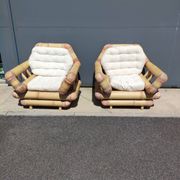 Paire de fauteuils en bambou