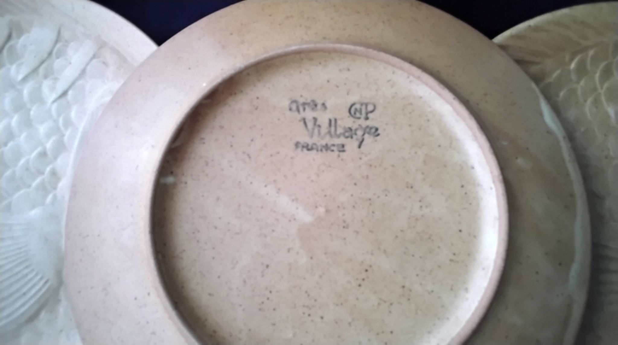 6 flat fish plates in Village CNP stoneware