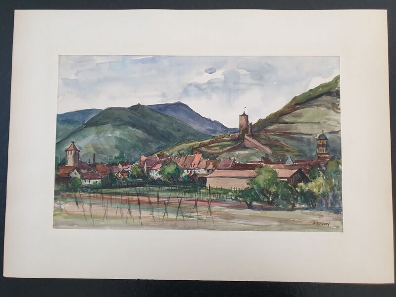 André Duculty (1912-1990) Watercolor on paper "Kaysersberg (Alsace)" Signed lower right