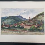 André Duculty (1912-1990) Watercolor on paper "Kaysersberg (Alsace)" Signed lower right