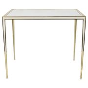 A pair of brass and white mirror tables from Vereinigte Werkstätten, Germany, 1970s.