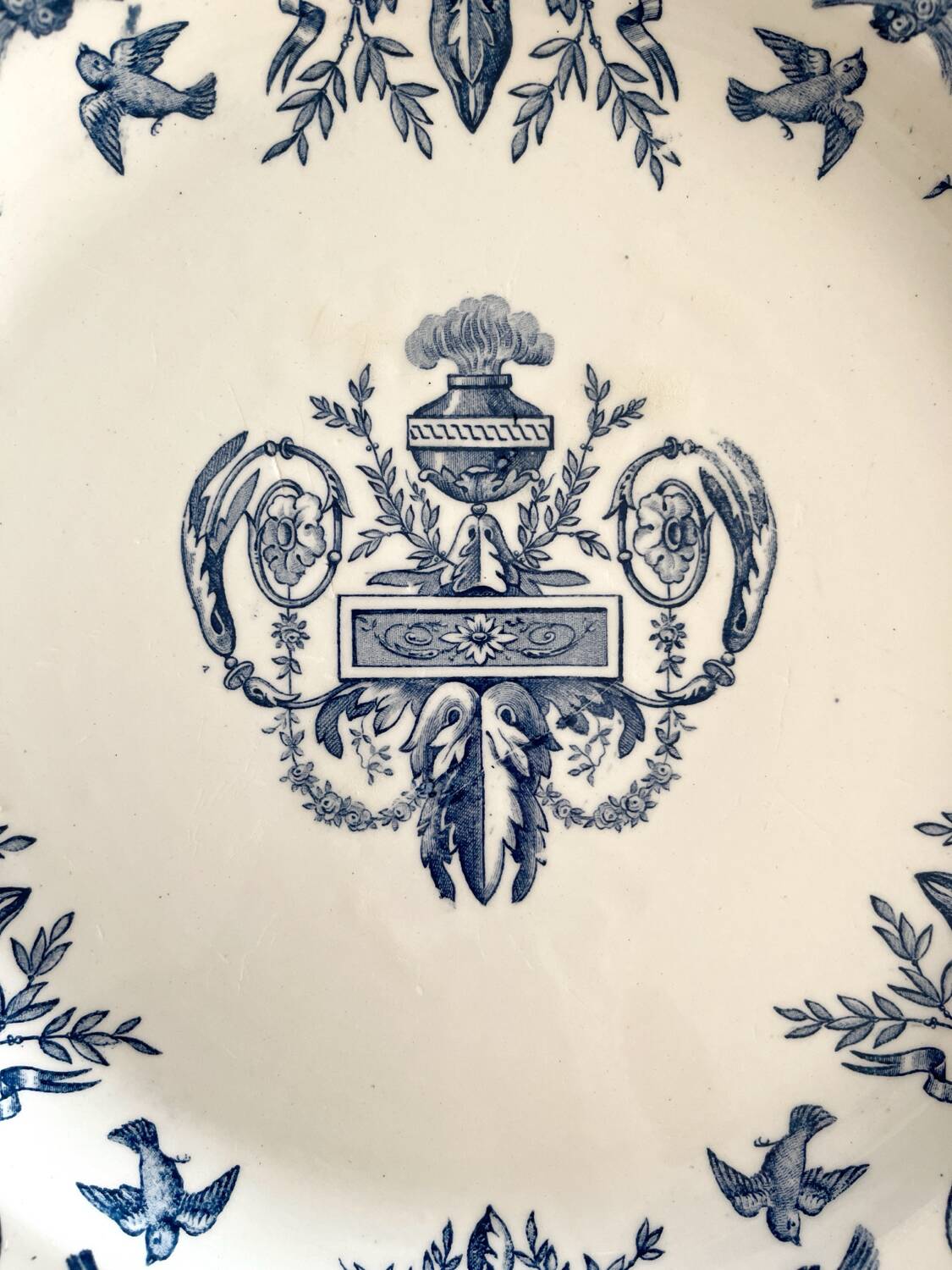 Round ironstone dish "Louis XVI" Clairefontaine earthenware