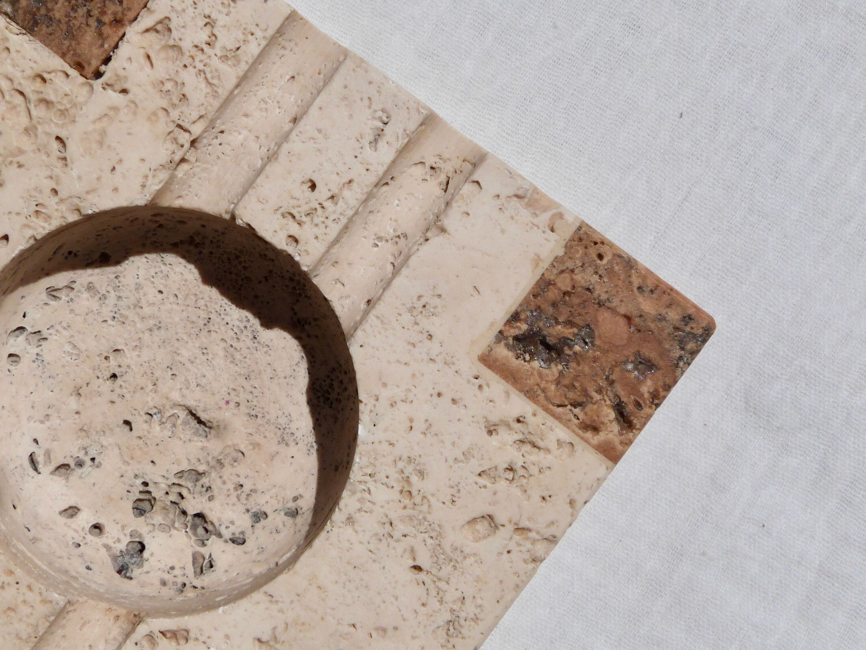 Travertine smoker's set, lighter and ashtray