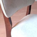 5 vintage chairs from the 60s, white leatherette, mahogany wood