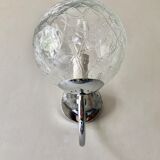 Wall lamp glass globe and chrome 1970