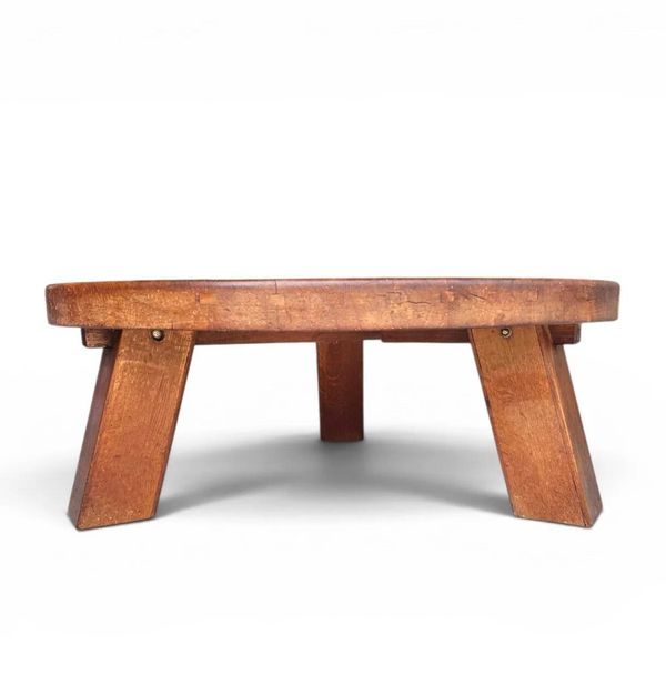 Table basse en chêne brutalisme / poids lourd 75 kg / années 1960