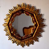 Sun gilded wooden mirror 80cm