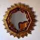 Miroir soleil en bois doré 80cm