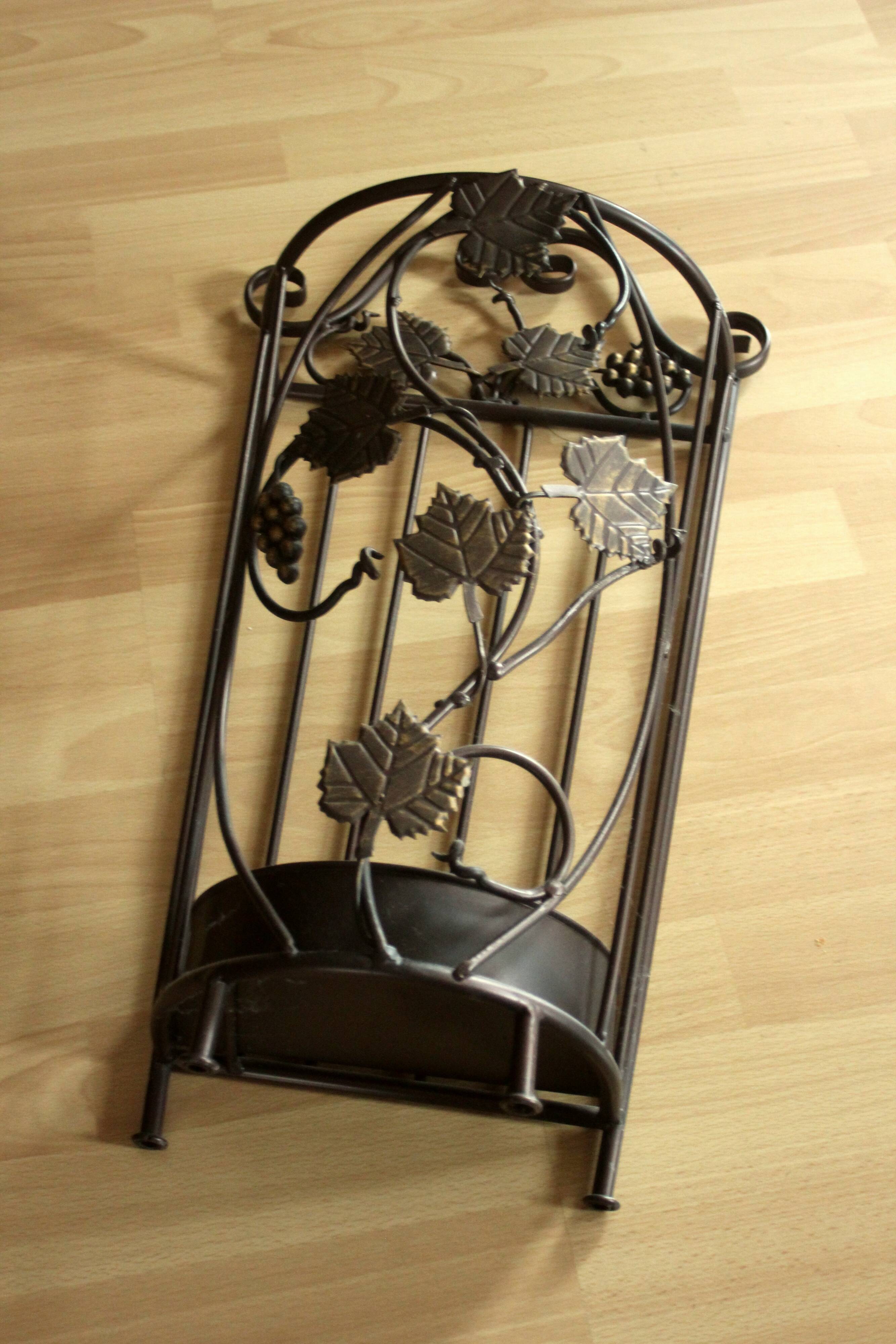 Handmade metal umbrella stand, darkbrown, vintage