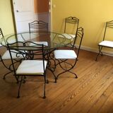 Salle à manger fer forgé et verre