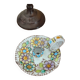 V.Pinto ceramic candle holder, Vietri. floral decor