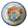 Faience plate of auvillar with polychrome decoration of flowery basket