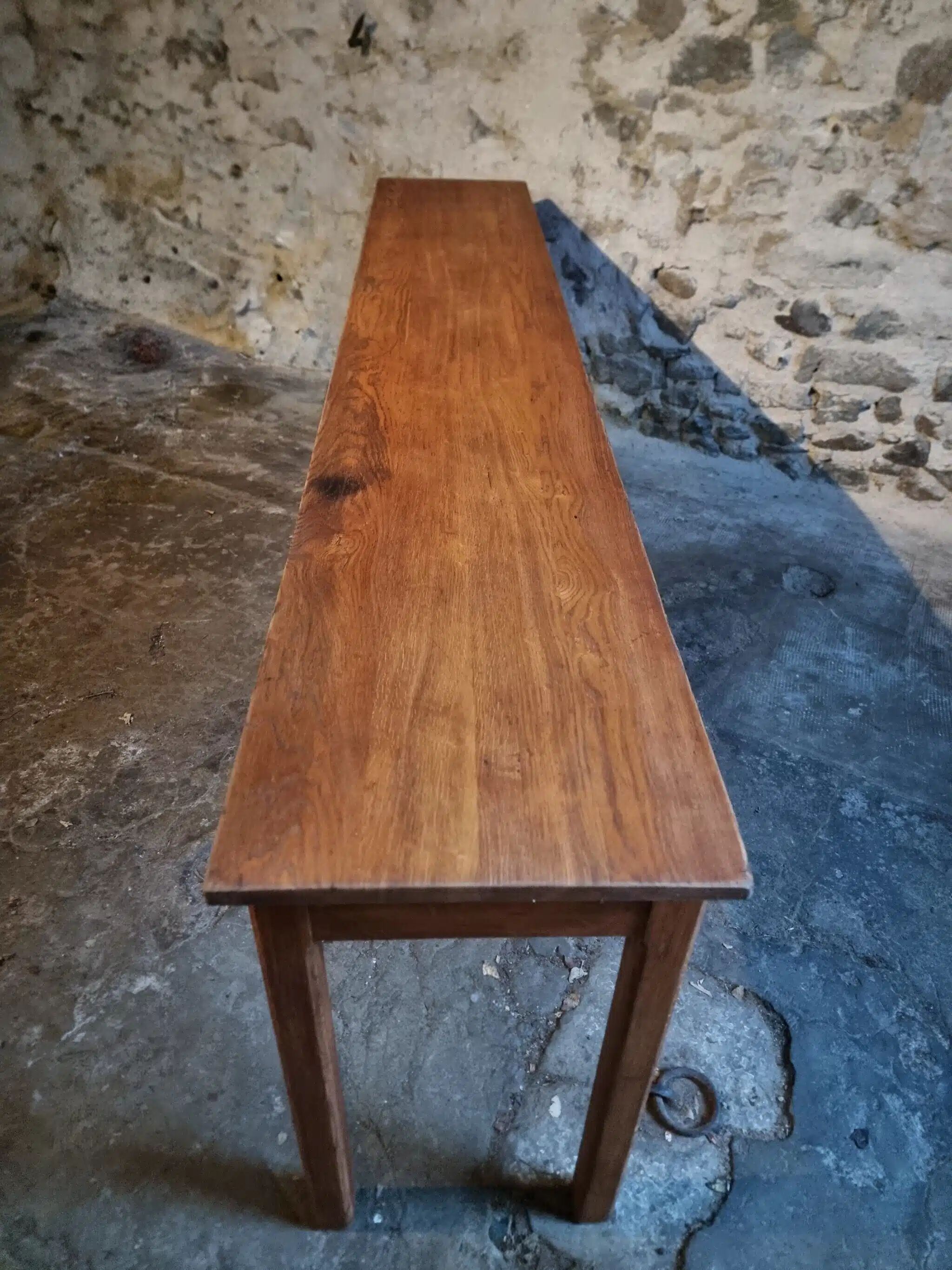 Vintage oak work table / hospital workshop side table, France, 1950s