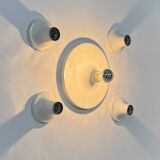 Set of 5 vintage wall lights, white lacquered metal, Germany, 1970.