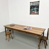 Ash table with spindle legs, solid beech and ash