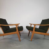 Pair of vintage Scandinavian beech armchairs