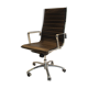 Fauteuil bureau de direction en cuir et chrome édition Luxy