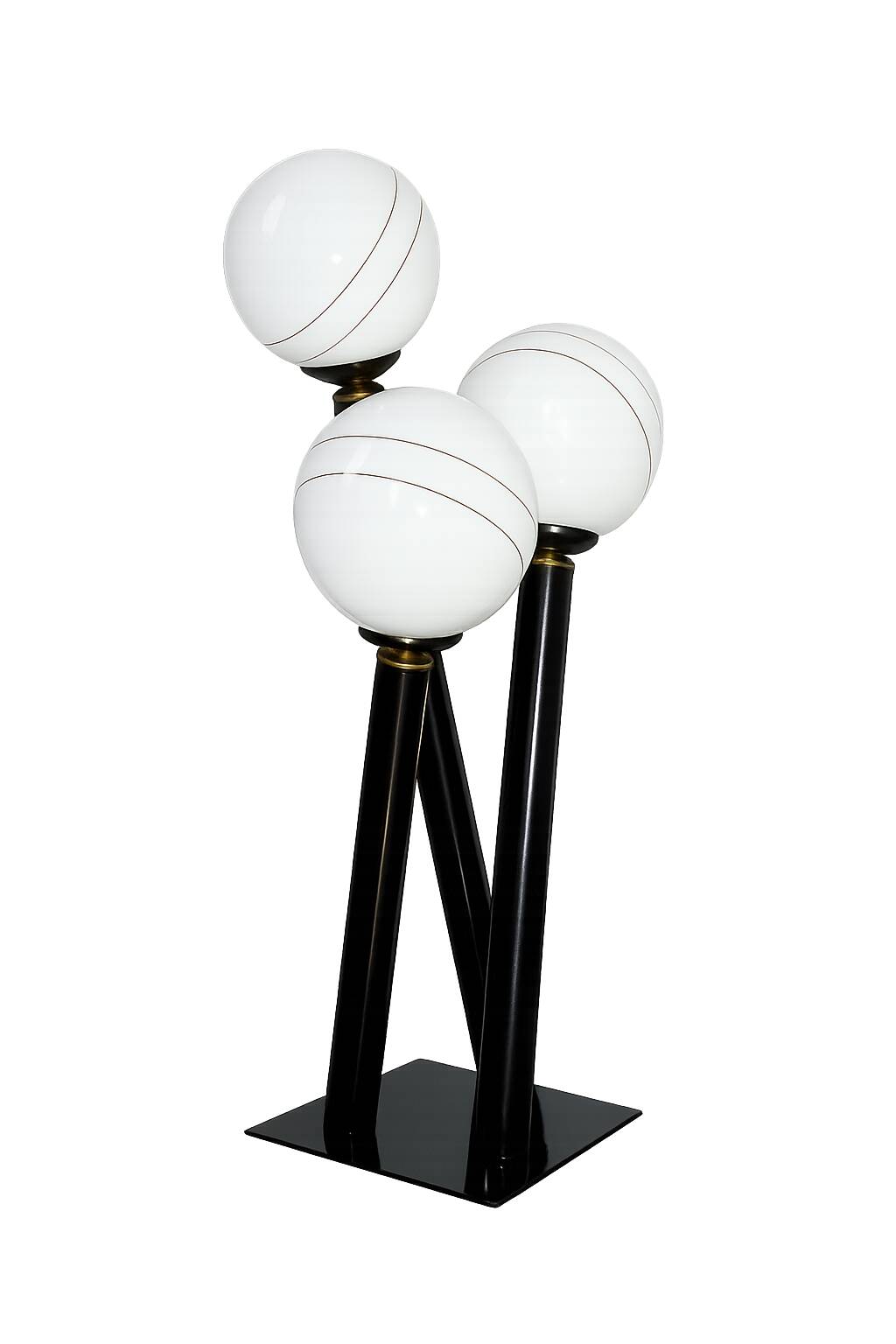 Modern floor lamp from the 1980s/1990s – metal and glass, 3 spheres