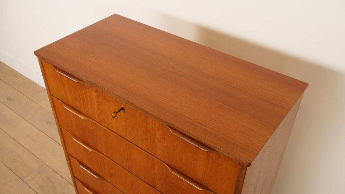 Commode vintage | Teck | 6 tiroirs | 121 cm