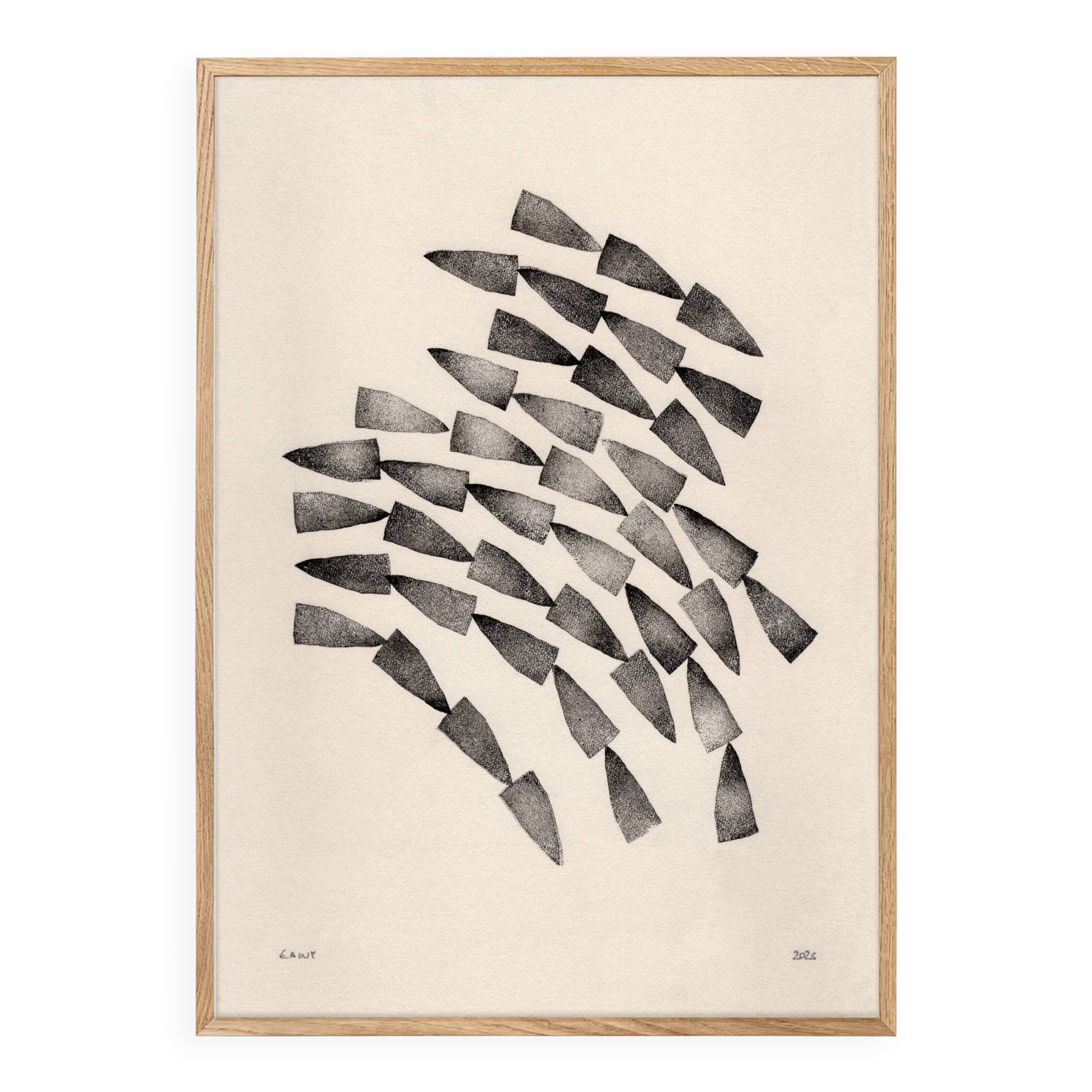 Abstract black composition 50x70 after a painting by Eawy