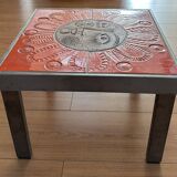 Coffee table end of sofa Roger Capron and Jean Derval ceramic 70s sun model