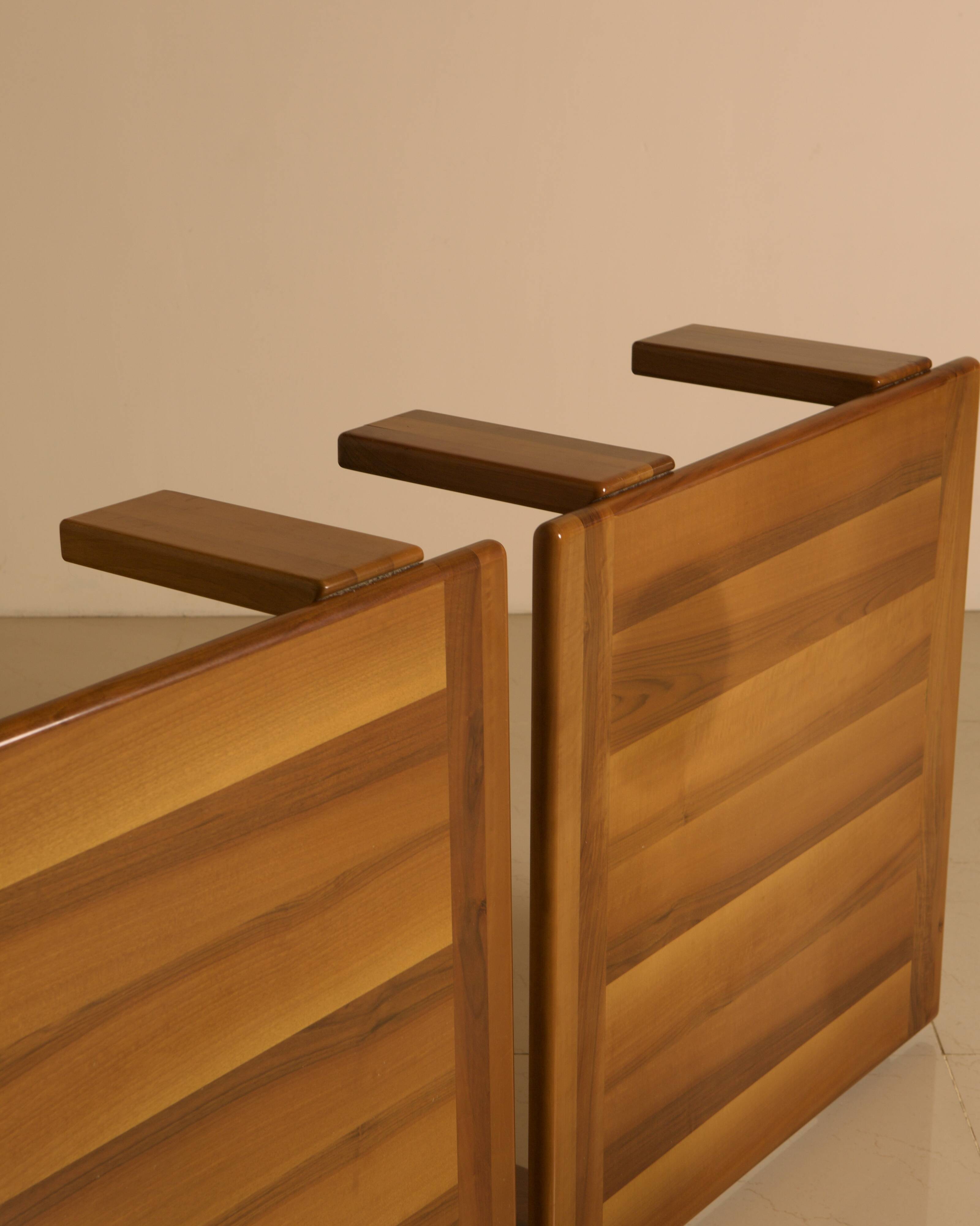 Pair of walnut coffee tables by Mario Marenco for Mobil Girgi 70's