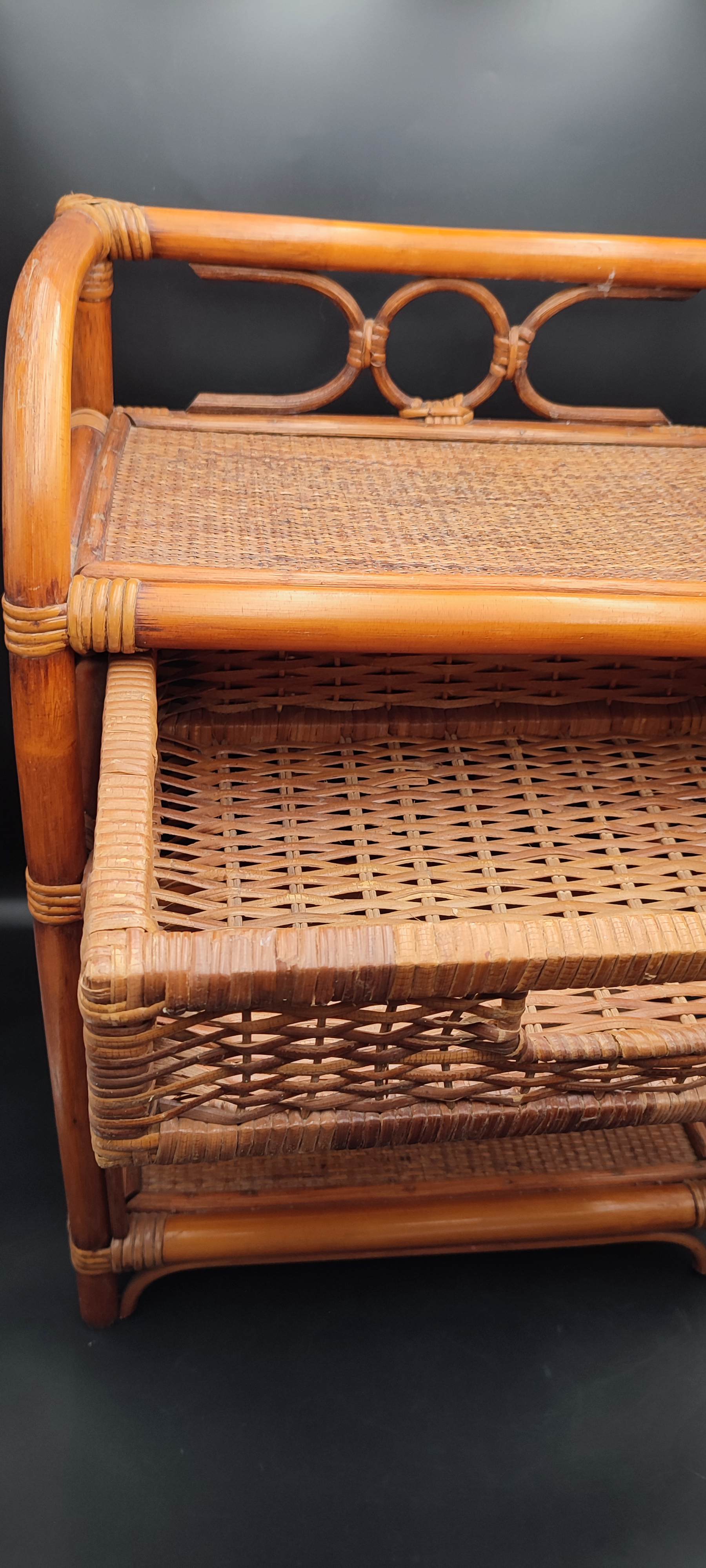 Vintage rattan bedside