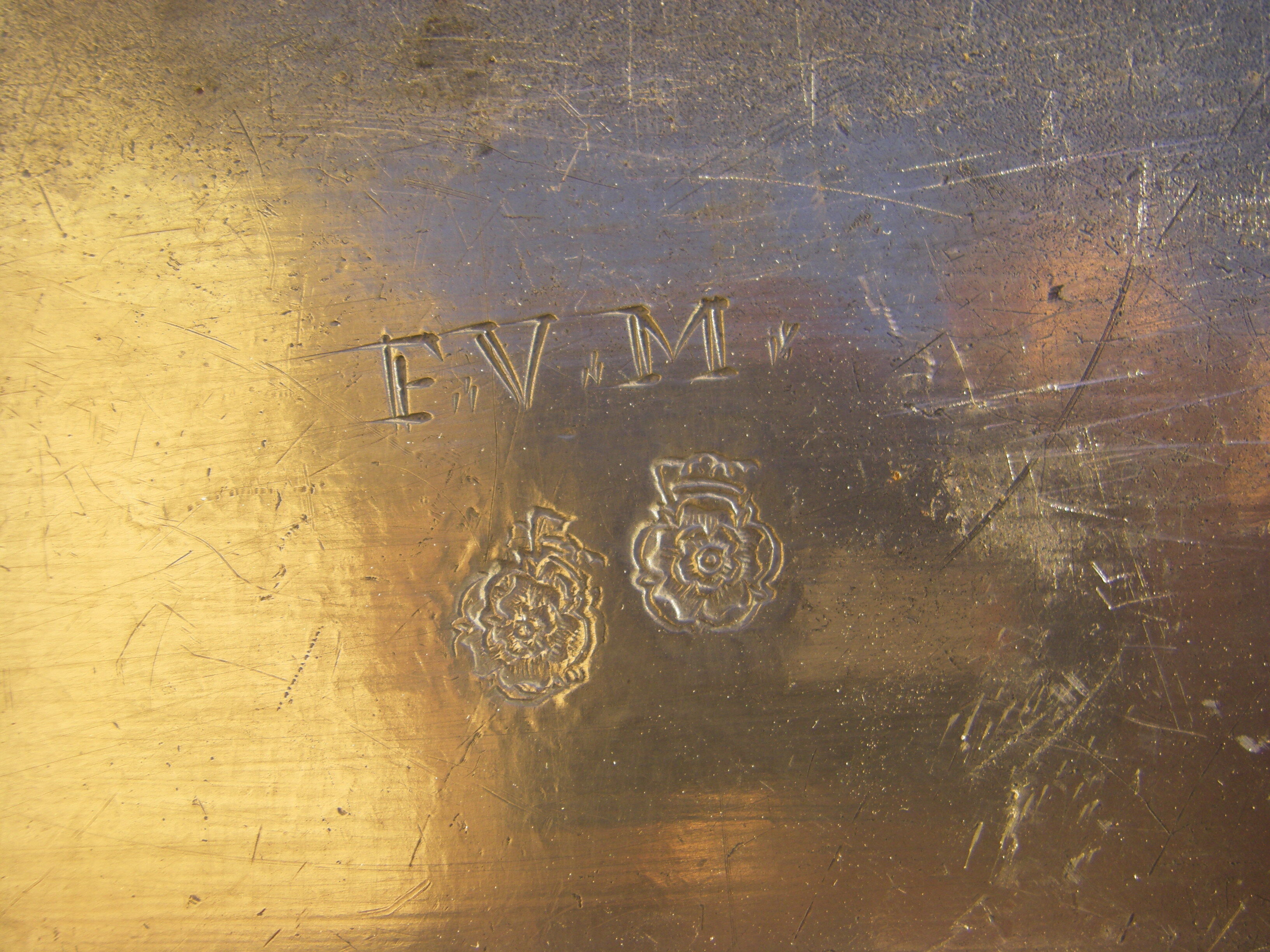 Three dishes in antique tin