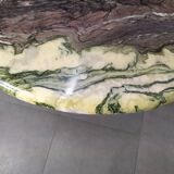 Ancient Oval Marble Coffee Table in Black Granite White Oval