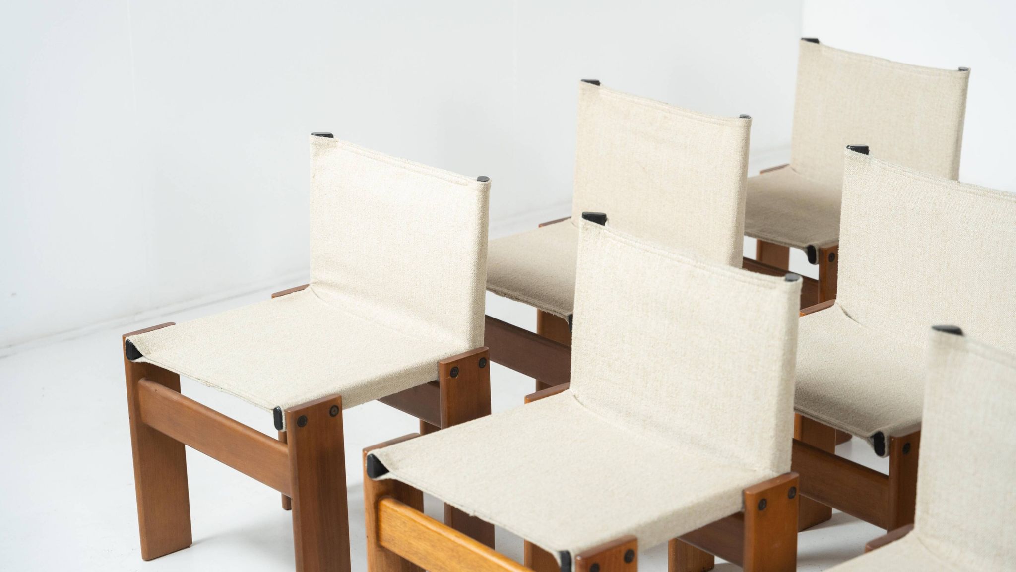 Set of 12 Monk dining chairs by Afra & Tobia Scarpa for Molteni, 1970s.